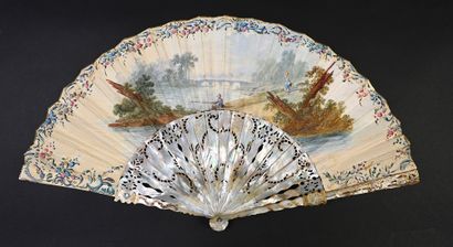 null Spring Bouquets, ca. 1750
Folded fan, the skin leaf painted with gouache of...