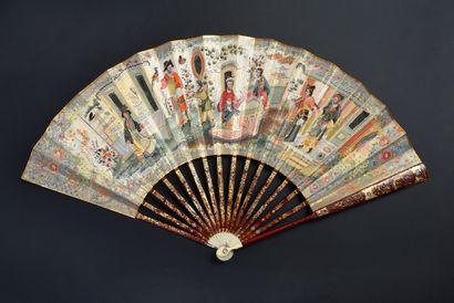 null The Wonders of China, ca. 1770-1780
Folded fan, the double sheet of paper painted...