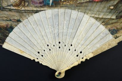null The Card Game, ca. 1740-1750
Folded fan, the double cabretille leaf painted...