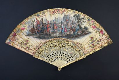 null David and Abigail, ca. 1740-1750
Folded fan, the leaf in skin, mounted in English,...