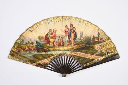 null Orpheus, playing the lyre, ca. 1830
Folded fan, the double sheet of engraved...