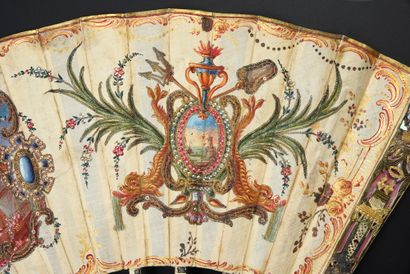 null France crowning a marshal of France, circa 1780
Folded fan, the cream silk sheet...