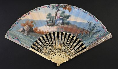 null Two Gallants for a Bird, ca. 1770
Folded fan, the skin sheet lined with paper,...
