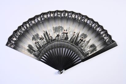 null The loss of a loved one, circa 1830
Rare mourning fan. Folded fan, the double...