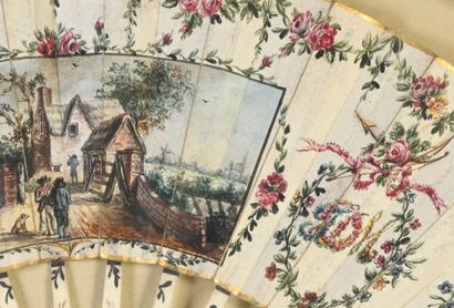 null Dutch landscape, circa 1780
Folded fan, wedding, the cream skin sheet painted...