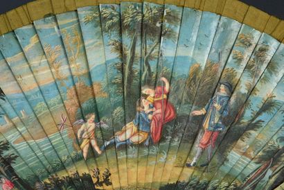 null The loves of Mars and Venus, circa 1700
Broken painted fan of a couple in a...