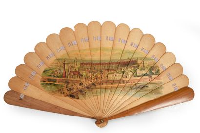 null The Universal Exhibition of 1867
Fan of broken type in natural wood, decorated...