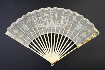 null Catgut and flowers, circa 1760
Rare folded fan, the leaf in fine network called...