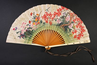 null Japanese figures of everyday life, circa 1890
Folded fan, the double sheet of...