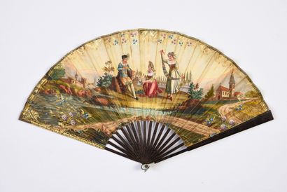 null Orpheus, playing the lyre, ca. 1830
Folded fan, the double sheet of engraved...