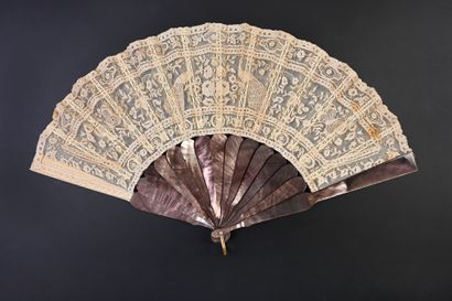 null Peacocks and butterflies, circa 1880
Folded fan, the tulle leaf decorated with...