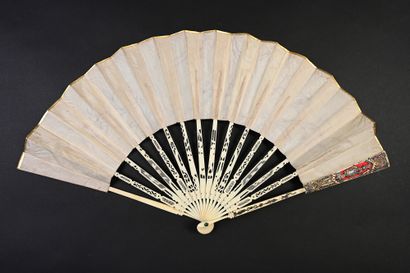 null The guitar player, circa 1770-1780
Folded fan, the silk sheet painted with a...