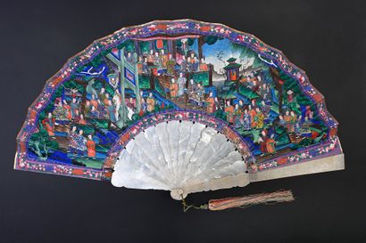 null The arrival in a boat, China, 19th century
Beautiful folded fan, the double...