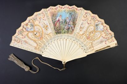 null Fan for a ball, circa 1880
Folded fan, the double sheet in skin painted with...
