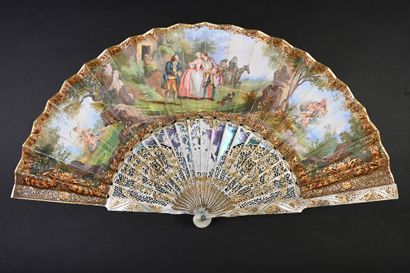 null Edelweiss scrolls, circa 1870
Folded fan, the paper sheet lined with skin and...