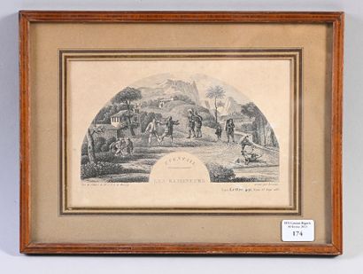 null The Chimney Sweeps, ca. 1827
Engraved fan leaf, unmounted, showing a group of...
