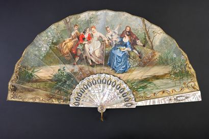 null The Joys of Spring, ca. 1890
Folded fan, the double sheet in painted skin, after...
