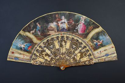 null The Good Nurse, ca. 1780
Folded fan, the silk leaf painted in gouache after...