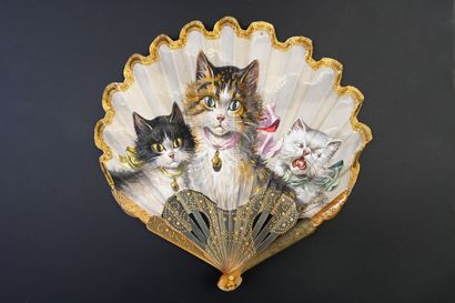null Adolphe Thomasse (1850-1930), Deux chatons et leur mère, vers 1900
Petit éventail...