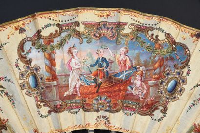 null France crowning a marshal of France, circa 1780
Folded fan, the cream silk sheet...