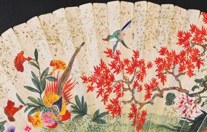 null Japanese figures of everyday life, circa 1890
Folded fan, the double sheet of...