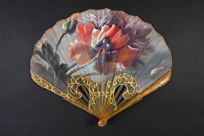 null Billotey, Poppies at Dusk, ca. 1900
Folded fan, the double silk sheet painted...