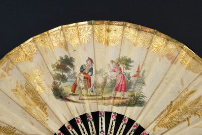 null The bees, around 1820
Rare folded fan, for little girl. The double sheet of...