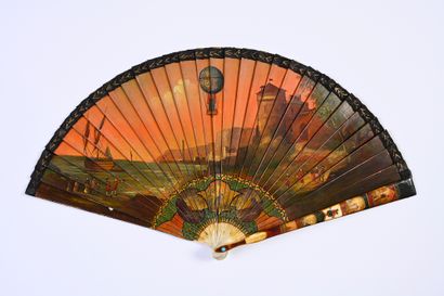 null The balloon flight, circa 1900
Fan of broken type in painted and varnished bone...