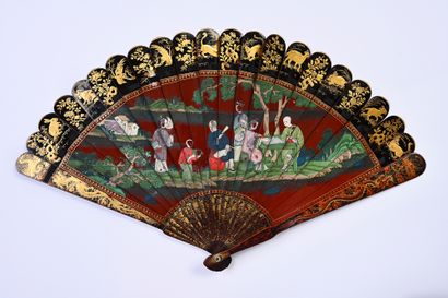 null Fishermen and peasants, China, 19th century
Broken type fan in red lacquered...