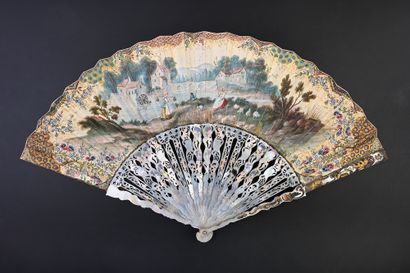 null Conter fleurette, circa 1750-1760
Folded fan, the double skin sheet painted...