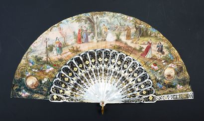 null Pilgrimage to Notre-Dame, circa 1850
Rare folded fan, the double gouache-painted...