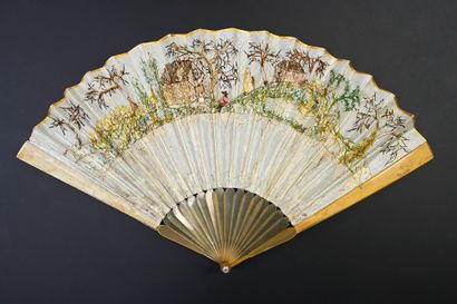 null Hermit on the road, circa 1800-1820
Rare folded fan, the double sheet in gray...