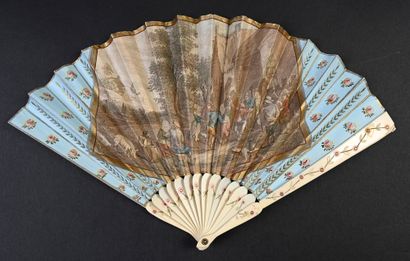null A la Teniers, circa 1910
Folded fan, of small size, reminiscent of the First...