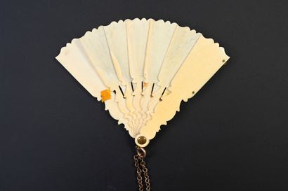 null Ball book, circa 1880
In the shape of a fan, made of ivory, the main shaft carved...