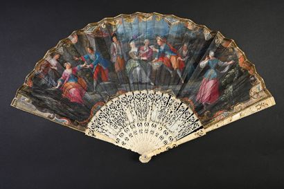 null Card players, circa 1740
Folded fan, the double sheet in painted skin of card...
