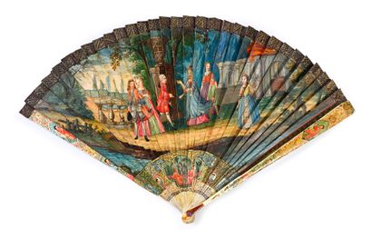 null Meeting in the garden, circa 1720
Broken type fan in painted bone of the meeting...