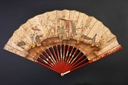 null Silk merchants, ca. 1770-1780
Folded fan, the double sheet painted paper of...