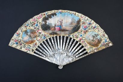 null Walk in the garden, circa 1760
Folded fan, the double sheet in gouache paint...