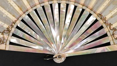 null The confidences of Love, circa 1890
Folded fan, the double gauze leaf painted...