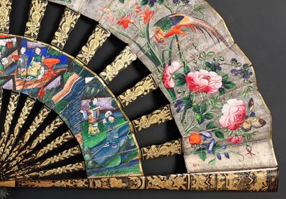null Convertible, China, 19th century
Folded fan, the paper sheet painted on the...