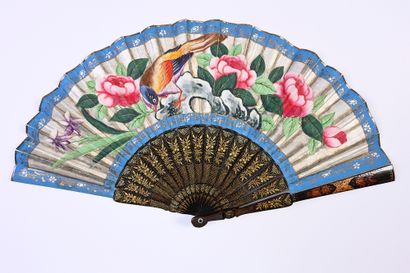 null Windmill, China, 19th century
Folded fan, the double sheet of gouache-painted...