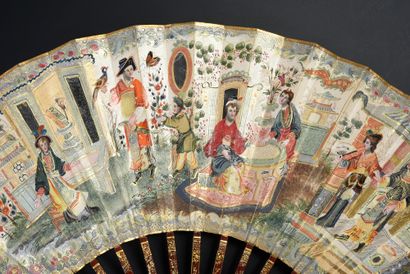 null The Wonders of China, ca. 1770-1780
Folded fan, the double sheet of paper painted...