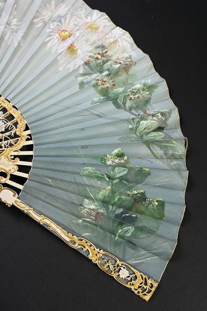 null Billotey, Daisies, circa 1890
Large folded fan, the silk leaf, mounted in the...