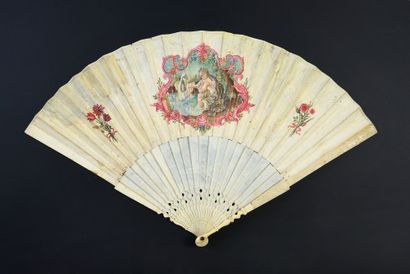 null The Card Game, ca. 1740-1750
Folded fan, the double cabretille leaf painted...