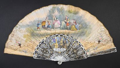 null Chinoiserie, circa 1850
Folded fan, the lithographed paper sheet enhanced with...