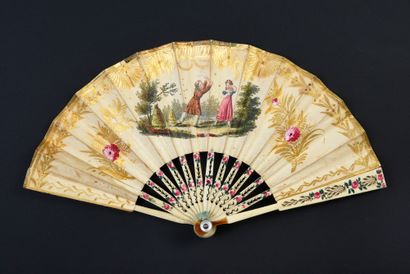 null The bees, around 1820
Rare folded fan, for little girl. The double sheet of...