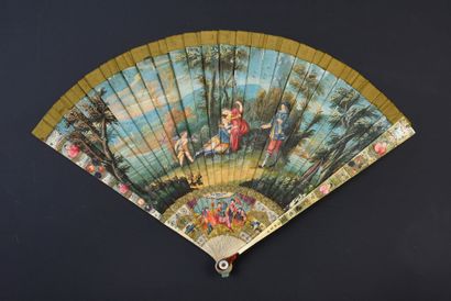null The loves of Mars and Venus, circa 1700
Broken painted fan of a couple in a...