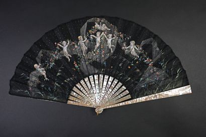 null Henri Ostolle (? -1900), Hidden in the veils, circa 1890
Rare folded fan, the...