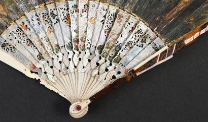 null The Golden Apple, ca. 1730
Fan, the double painted skin sheet of the shepherd...