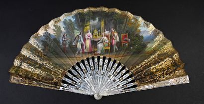 null In front of the fireplace, circa 1830-1840
Folded fan, the leaf made of engraved...